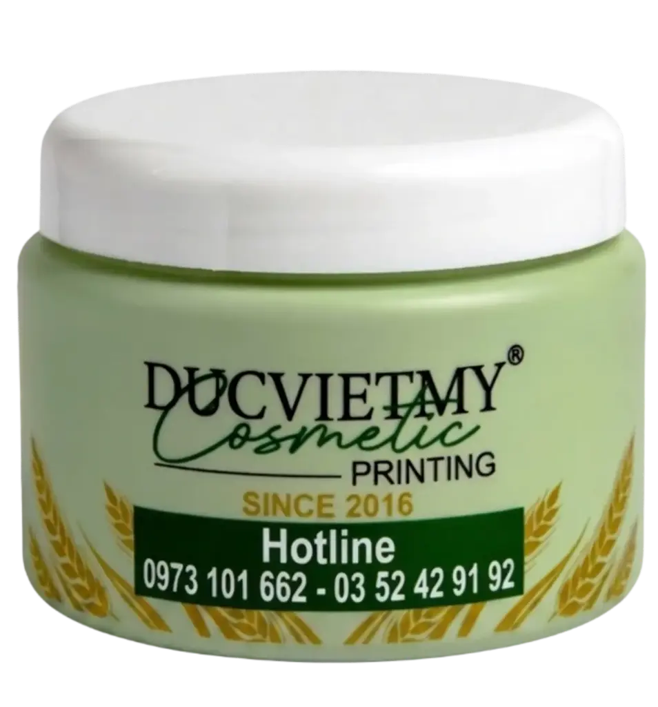 Hũ PP Trắng 100g In 3 Màu Bằng Mực UV
