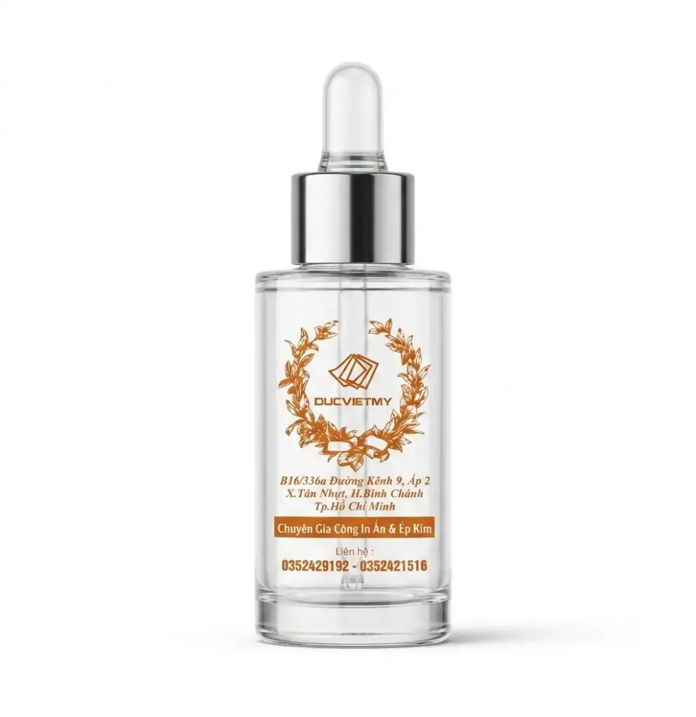 Chai Serum Trong 50ml In 1 Màu Bằng Mực UV