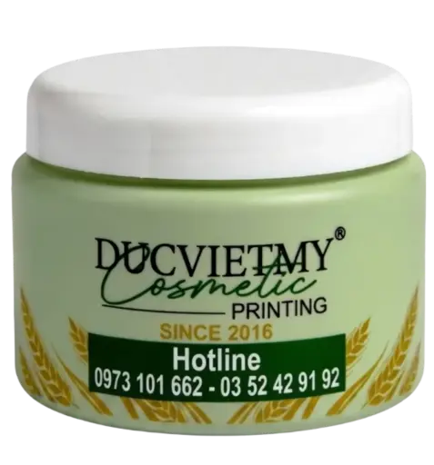 Hũ PP Trắng 100g In 3 Màu Bằng Mực UV