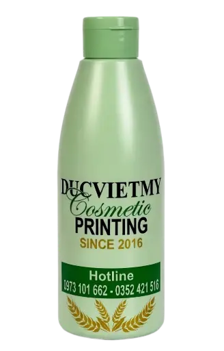 Chai HDPE Xanh Bơ 200ml In 3 Màu Bằng Mực UV